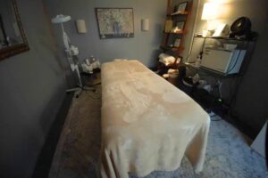 Massage table at The Spa Madison.