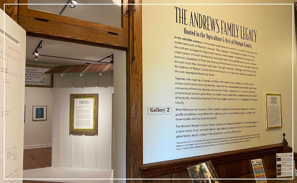 The entrance to The Andrews Family Legacy Exhibit at Madison-Morgan Cultural Center