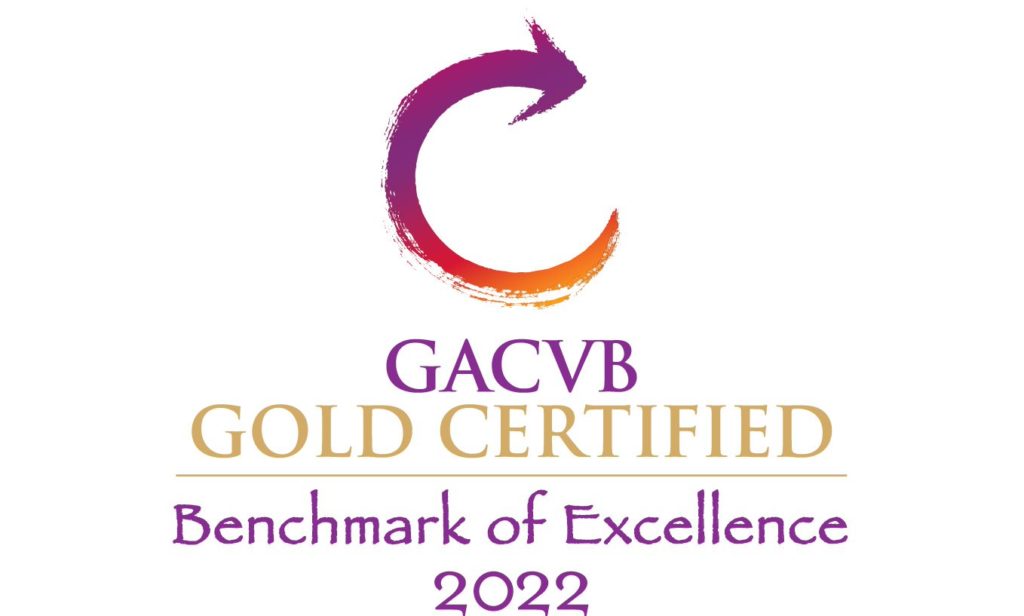 Learn about the Georgia Association of Convention & Visitors Bureaus (GACVB) Gold Certified Organization 2022 Logo