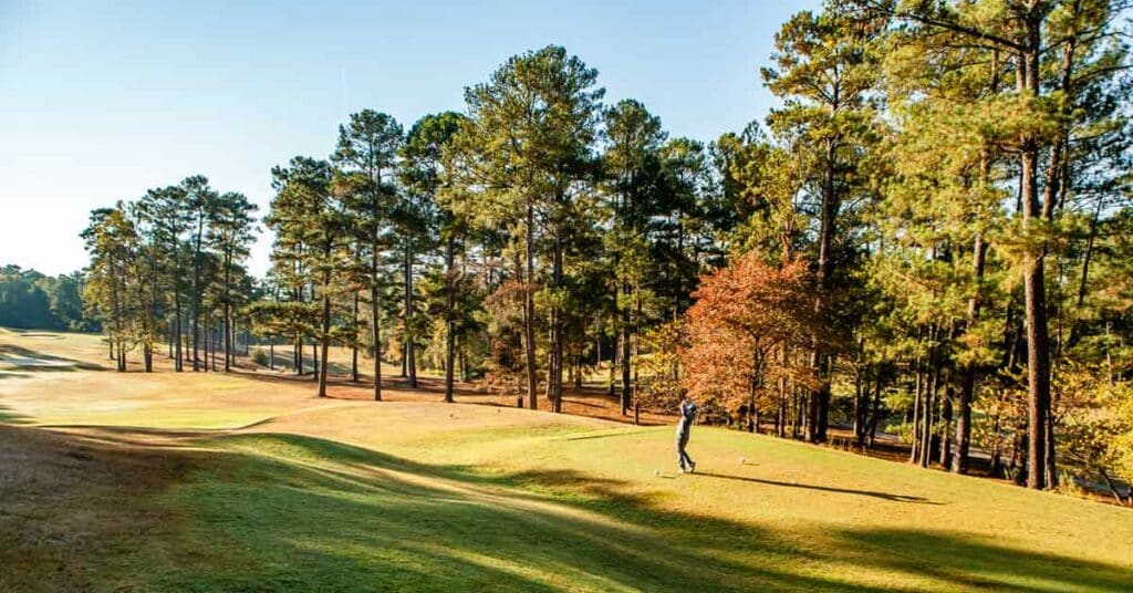 Golfer at The Creek Golf Course in Rutledge, Georgia