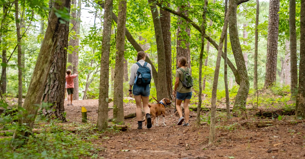 Friends and family hiking at Hard Labor Creek State Park