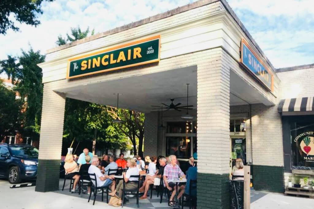 "Patrons enjoying the patio at The Sinclair."