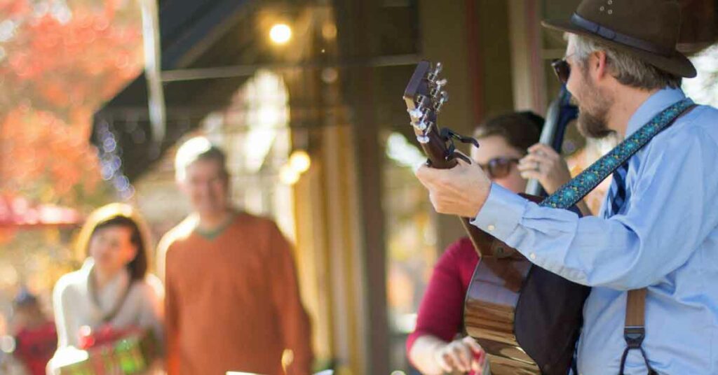 Live music at Shop Sip & Stroll in downtown Madison, GA