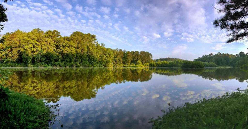 Sky reflected on the water at Hard Labor Creek State Park