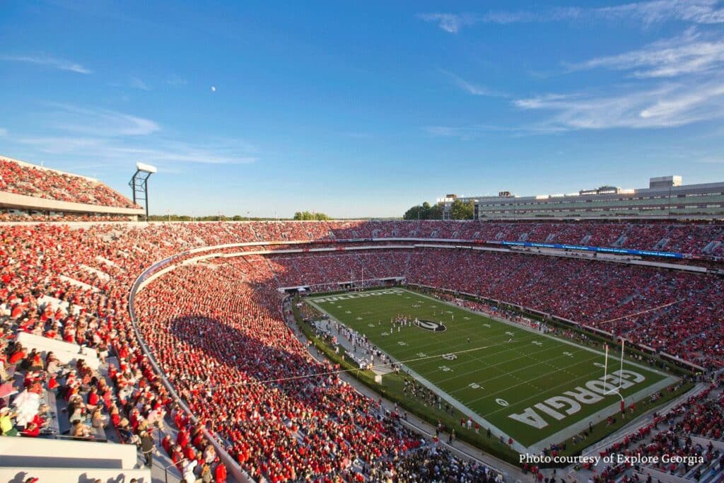 Sanford Stadium packed for a UGA game in Athens, GA.