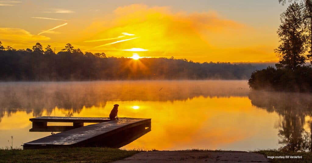 Sunset at Hard Labor Creek State Park at the dock on Lake Rutledge