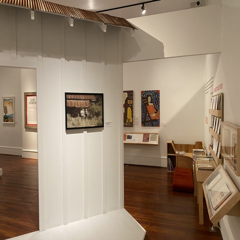 Andrews Family Legacy Exhibit at Madison-Morgan Cultural Center featuring works of art and novels by the Andrews Family