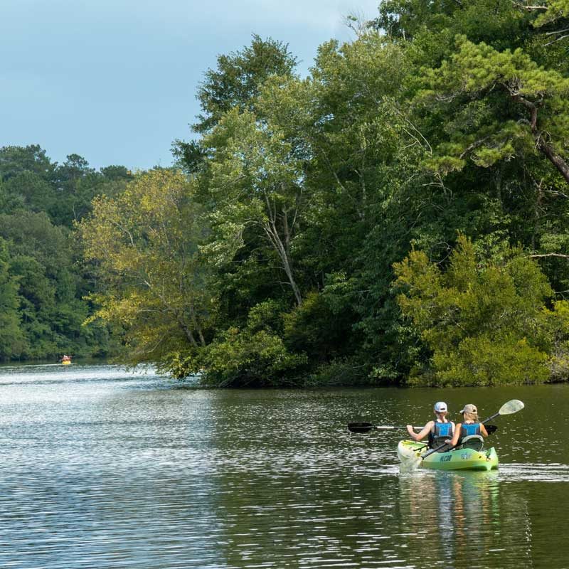 Kayakers enjoy the lake at Hard Labor Creek State Park